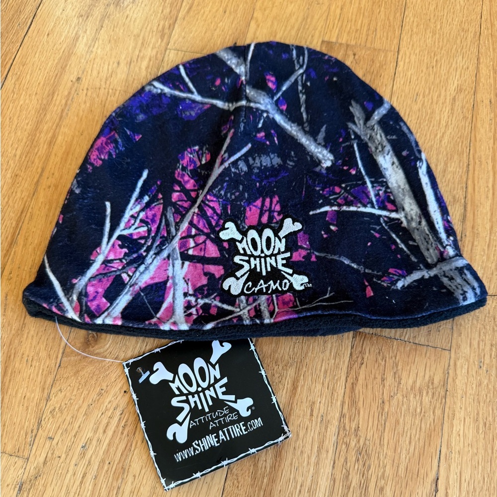 Moon Shine Camo Reversible Fleece Beanie Hat NWT